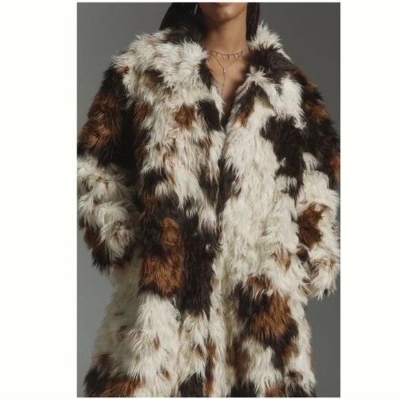 Anthropologie Long Shaggy Faux Fur Coat Size XXS New with Tags - Picture 6 of 9